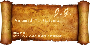 Jeremiás Galamb névjegykártya